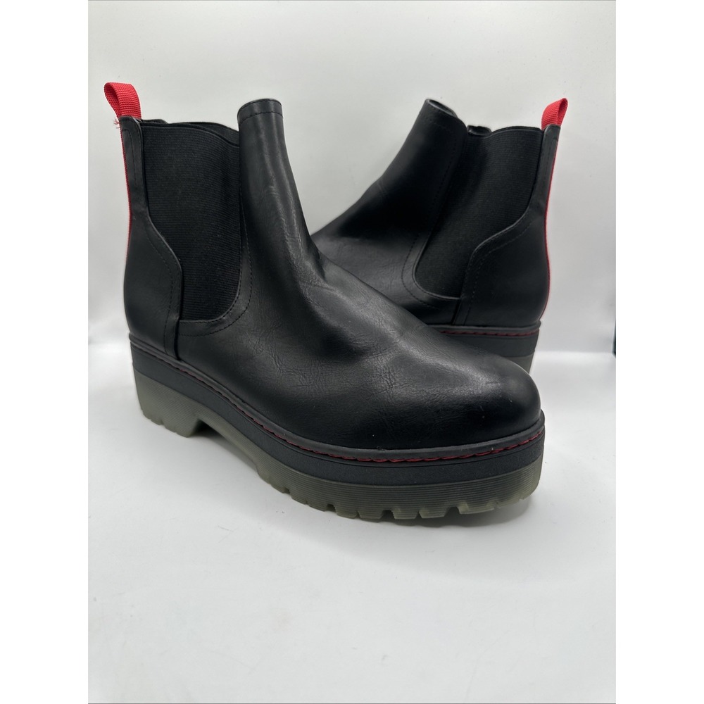 MIA Black Ankle Boots Y2K Chunky Sole Grunge Gothic Punk Pull-On Size Sz 10